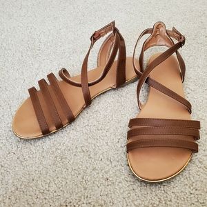 Charlotte Russe Strappy Sandals (Brown)